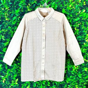 NWT Isaac Mizrahi Live!Faux Suede Shacket with Perforated Detail- 1X